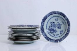 A collection of Chinese export blue and white porcelain items, Qing dynasty,