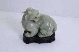A jade carving of a mythical beast, 20th century, Chinese,