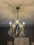 A French gilt metal and cut-glass five-light chandelier, early 20th century