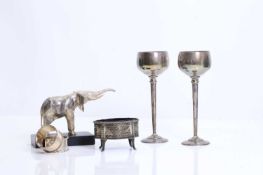 A collection of silver and silver-plated items,