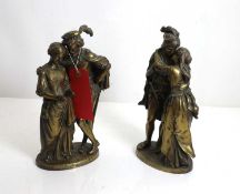 Two French bronze figural groups of courting couples, 20th century,