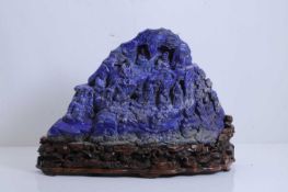 A Chinese large lapis lazuli figural group, 20th century,
