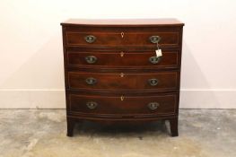 A mahogany bowfront chest of drawers, 19th century,