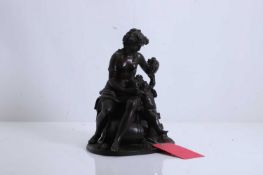 A French bronze figural group of a bacchante and putto, late 19th century,