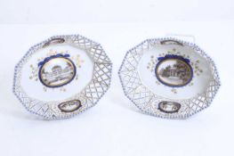 A pair of Nymphenburg Schloss porcelain reticulated basket,