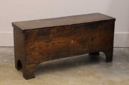 An elm boarded chest, 18th century,