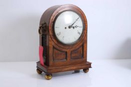 A dome topped mahogany and ebony strung twin fusee 8 day striking mantel clock, early 20th century,