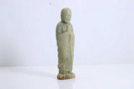 A Chinese carved jade figure of a Luohan, 20th century,
