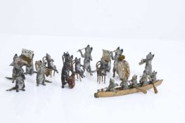 A collection of cold painted bronze cats,