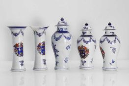 A Samson porcelain Chinese export style five-piece vase garniture, 19th century,