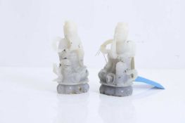 A pair of Chinese jade Daoist figures, 20th century,