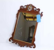 A mahogany fretwork mirror, 19th century,