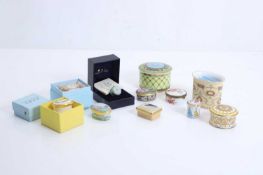 A collection of Halcyon Days enamel pill boxes, of modern manufacture,
