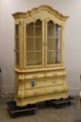 A Louis XV style painted display cabinet on chest, of recent manufacture,