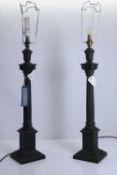 A pair of Corinthian column table lamps, of modern manufacture,