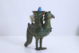 A Chinese bronze 'phoenix' wine vessel,