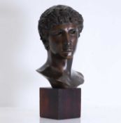 A bronzed bust, 20th century,