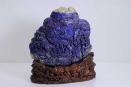A Chinese large lapis lazuli figural group carving, 20th century,