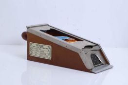 A mahogany and steel mounted casino card shoe, 20th century, French,