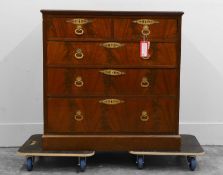 A flame mahogany chest of drawers, 20th century,