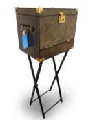 A leather campaign-style drinks case, of recent manufacture,