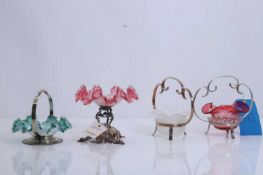 A cranberry glass sweetmeat bowl,