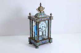 A cloisonne mantel clock, 20th century,