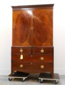 A George III mahogany linen press, late 18th century,