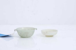 A Chinese carved jade bowl and associated cover, 20th century,