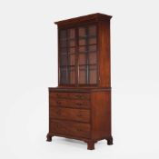 A George III mahogany secretaire bookcase, late 18th century,