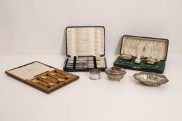 A collection of silver items,
