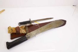 A U.S military jungle machete with leather scabbard, 1940s,