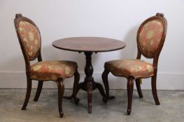 An oak tripod table, 20th century,