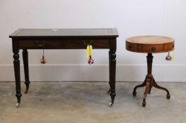 A mahogany drum table, 20th century,