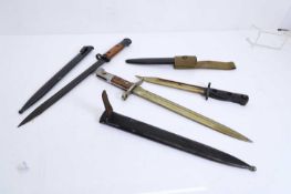 A group of three bayonets, 19th to 20th century,