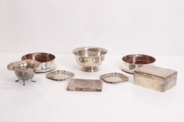 A collection of silver items,