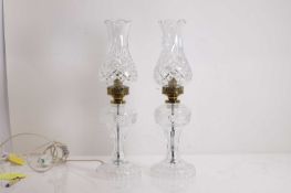 A pair of Waterford glass table lamps, of recent manufacture,