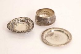 A group of three silver dishes, late 19th to 20th century,