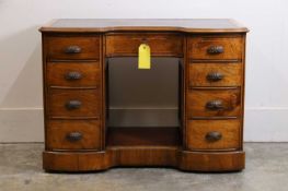 A Victorian walnut pedestal desk, mid-19th century,