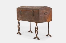 A studded leather chest, first half of the 18th century,