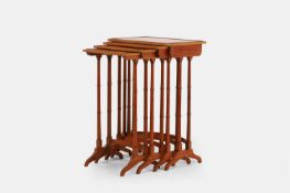 A Regency-style satinwood quartetto nest of tables c.1900, by Hampton & Sons,