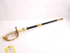 A United States presentation naval sword with scabbard, 20th century,