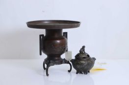 A Japanese bronze usubata ikebana vase, 20th century,