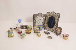 A collection of enamelled and porcelain boxes and silver-mounted items, of recent manufacture,