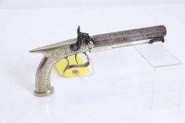 A percussion all-metal saw-handled belt pistol, mid 19th century,