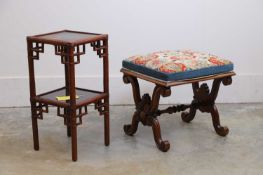 A Victorian mahogany stool, late 19th century,