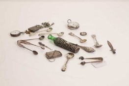 A collection of silver items,