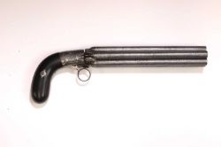 A Belgian Mariette patent six shot double action percussion pepperbox revolver, Liège proof, circa 1