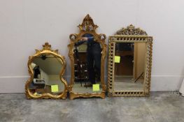 Three gilt mirrors, 20th century,