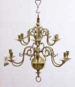 A brass chandelier, 20th century,